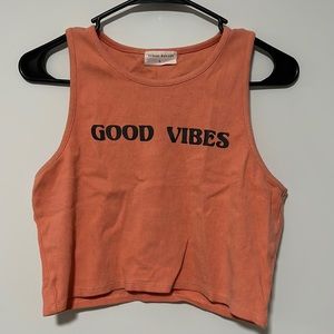 URBAN NATION - ‘Good Vibes’ Crop Tank Top. SIZE: LARGE.